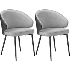 Vasagle Dining Room Chairs, Set of 2, Kitchen Chairs, Upholstered Chairs, Armchairs with Armrests, Metal Legs, Modern Living Room Chairs for Dining Room, Kitchen, Light Grey LDC102G02