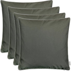 Brandsseller Cushion Cover Set of 4 45 x 45 cm Outdoor Garden Cushion Cover with Piping - Yarn-Dyed Plain Dirt and Water-Repellent with Zip Anthracite