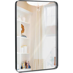 Hamilton Hills Silver Metal Frame Mirror for Bathroom | Rounded Corners | 5 cm Deep Design | Decorative Wall Mirror for Hanging Horizontal and Vertical - 60 x 91 cm