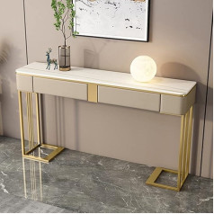 Generisch Modern White Console Table with Shelves, 2 Drawers, Slim TV Console/Sofa, Side Table for Living Room/Bedroom, 160 x 35 x 85 cm