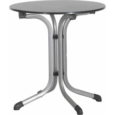 Sieger Folding Boulevard Table with Vivodur Plate Diameter 68 cm 3125 – 50 Diameter Steel Tubing Frame/Slate-Look Tabletop Anthracite Graphite/Charcoal Slate
