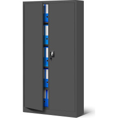 Jan Nowak Domator24 Jan Nowak C001B Small Filing Cabinet with Double Doors Metal Cabinet Powder-Coated Sheet Steel Lockable 92.5 x 90 x 40 cm (H x W x D)