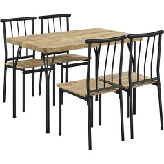 Yaheetech Dining Table with 4 Chairs, Rectangular Kitchen Table Set, Set of 5 for 4 People, Kitchen Table Set for Dining Room, Living Room, Patio, Brown