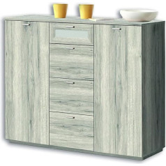Forte Nexus Chest of Drawers with 2 Doors and 4 Drawers, Wooden, Sand Oak, 54 x 98.8 x 119.6 cm