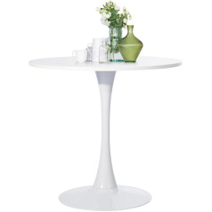 Furniturer Round Leisure Tulip Table 80cm Stylish with Base for Home Office Living Room Kitchen Restaurant Cafe White