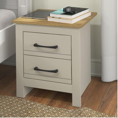 Galano Gemstone Bedside Table with 2 Drawers, Modern Bedside Cabinet & Side Table, Minimalist Design for Bedroom, 45W x 39.5D x 48.2H cm - Light Grey