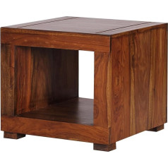 Finebuy Möbel Zum Wohlfühlen FineBuy Sheesham Solid Wood Coffee Table 50 x 50 cm Living Room Table Design Dark Brown Country House Style Side Table Natural Product Real Wood Unique Square Living Room Furniture Modern Solid Wood
