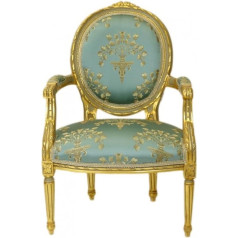 Casa Padrino luxury Baroque Medallion Salon chair Turquoise Pattern / Gold Model Versailles - Antique style furniture