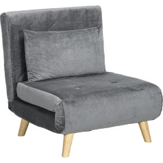 Homcom Sleeping Chair, Folding Bed with Bed Function, Lumbar Cushion, Folding Recliner Chair with Linen Look, Adjustable Backrest, Maximum Load 120 kg, for Living Room, Grey