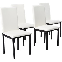 Roundhill Furniture Noyes Dining Chair Faux Leather Metal Frame Modern White