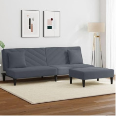 Homgoday 2-Piece Sofa Set with Cushions Living Room Sofa Couch Lounge Sofa with Armrests Couch Set Designer Sofa Seat Furniture for Living Room Office Dark Grey Velvet