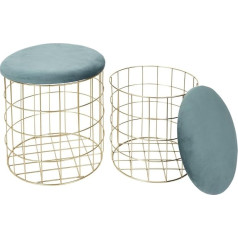 Home Deco Factory HD7133 Velour Seat Cushion, X2, Seat Cushion and Floor Cushion, Metal, Green, Golden Grey, 38 x 37 x 38 cm