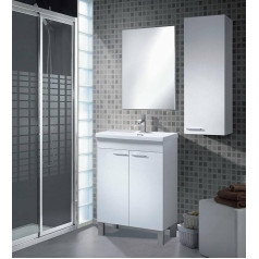 Dmora - Torrance Wall Cabinet, Bathroom Column Cabinet with 1 Door, Wall Cabinet with 1 Shelf, 30 x 25 x 85 cm, Gloss White