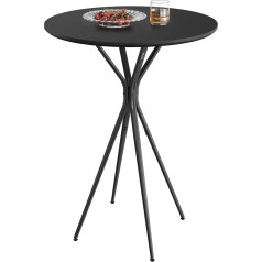 Vasagle Bar Table, Bar Table, High Round Table, Kitchen Table, Metal Frame, 60 x 60 x 105 cm, for Kitchen, Living Room, Dining Room, Easy Assembly, Ink Black Matte Black LBT024B01
