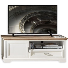 Stella Trading TV Lowboard in Light Pine Artisan Oak Look - TV Cabinet with Drawer and Lots of Storage Space for Your Living Room in Country House Style - 143 x 54 x 51 cm (W x H x D)