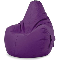 Green Bean © Beanbag with Backrest 80 x 70 x 90 cm, Gaming Chair with 230 L Filling, Cuddly Soft Washable Bean Bag, Floor Cushion, Lounge Chair, Stool, Relaxing Chair for Gamers - Purple