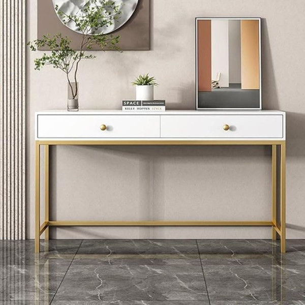 Nizame Metal Hallway Console Sofa Table with 2 Drawers, Deco Metal Console Table Entrance Porch Table, Accent Table for Living Room, Hallway (Color : Style 2, Size : 80x30x85cm)