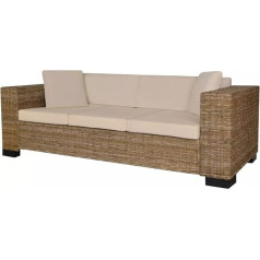 Junzai 8-Piece 3-Seater Sofa Set, Couch for Living Room, for Flats, Couch with Sleep Function, Lounge Sofa, Sofas & Couches, Relaxing Sofa, Real Rattan