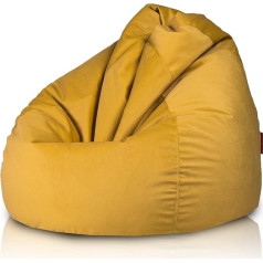 Ecopuf Fuzzy - Microfibre Bean Bag - Stool for Sitting - Relax Pouf Chair - Pouf Bag with Polystyrene Ball Padding - Home Decor - 80 x 110 cm - Yellow A28