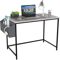 Vida Designs Computer Desk, Wood Composite Metal, Grey, 75H x 120W x 60D