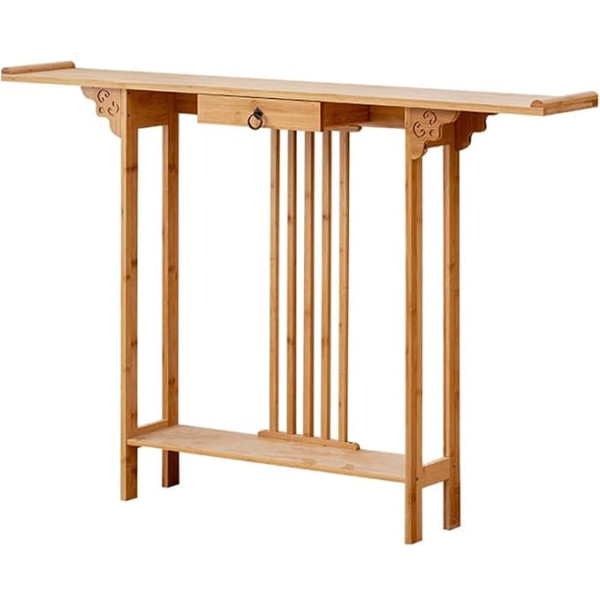 Console Table with Storage Shelves and Drawers, Slim Sofa Table, Narrow Wooden Table for Small Spaces, Compact Display Table for Hallway and Living Room, Easy Assembly (Size: 100 x 20 x 80 cm, Colour: