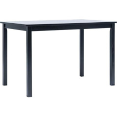Festnight Dining Room Table Kitchen Table Wooden Table Living Room Table Black 114 x 71 x 75 cm Solid Rubber Wood