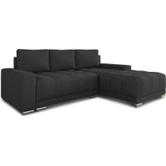 Sofnet Pavo Corner Sofa with Sleep Function and Bed Box - Big Sofa, Couch, Couch Set, Corner Sofa, Corner, Sofa Set - Universal Ottoman (Black (Sawana 14))
