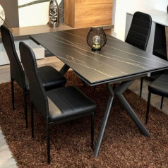 San Marco Eleonora Kitchen and Living Room Chairs Black Faux Leather (2)