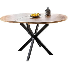 Designimpex GO-111 Designer Dining Table Round Extendable Dining Room Table 100 x 100 x 75 cm Colour: Artisan Oak Matt Black
