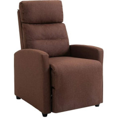 Mingone Relaxing Chair with Reclining Function, TV Chair, Modern Slim Lounge Chair, Reclining Chair with 155° Reclining Function, up to 150 kg, Made of Linen Fabric, Brown