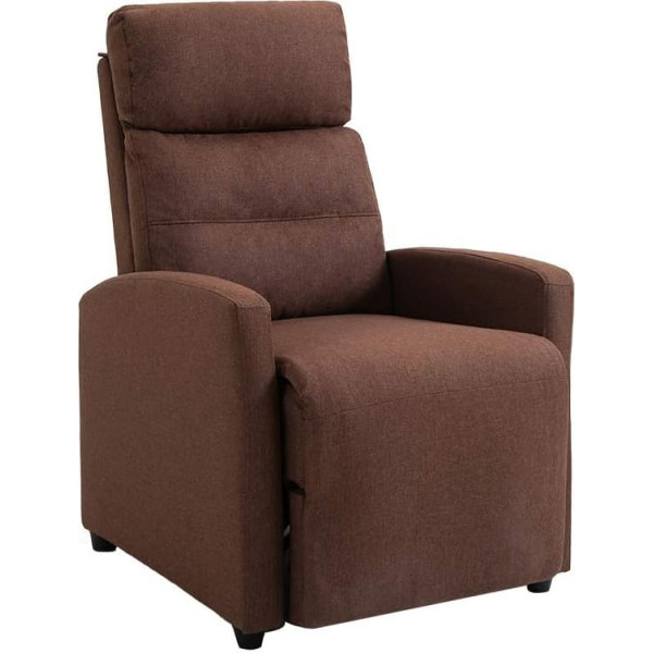 Mingone Relaxing Chair with Reclining Function, TV Chair, Modern Slim Lounge Chair, Reclining Chair with 155° Reclining Function, up to 150 kg, Made of Linen Fabric, Brown