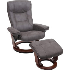 Mendler MCA Hamilton Recliner Chair, TV Chair, Stool, Fabric/Textile, 130 kg Load Capacity, Dark Grey, Walnut
