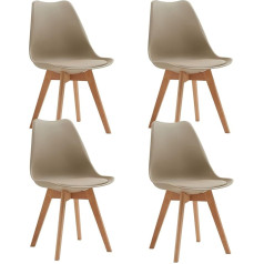 Egoonm Set of 4 Dining Room Chairs with Solid Beech Leg, Retro Design, Upholstered Chair, Kitchen Chair, Wood (Brown)