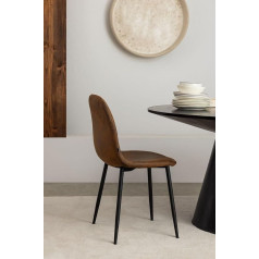 Sklum Pack of 2 Glam Faux Leather Dining Chairs Black