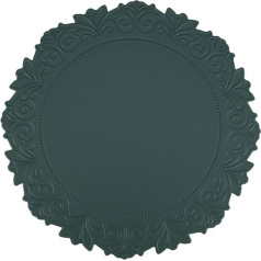 Mesnt Place Mats Set of 4 Leather, Wipe-Clean, Dirt-Repellent, Round, with Floral Edges, Place Mats for Kitchen, Dining Table, Hotel, Place Mats, 38 x 38 cm, Green