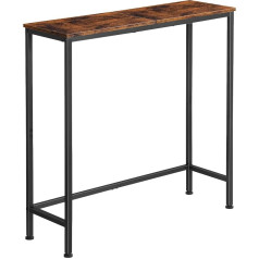 Vintage Console Table, Narrow Console Table, Entrance Table, Side Table, Hallway Table, Sofa Table with Black Metal Frame, 75 cm, Small Exhibition Table, Rustic Brown