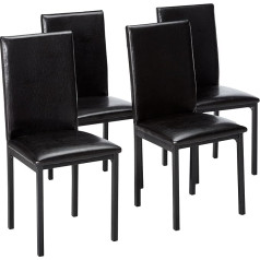 Roundhill Furniture Noyes Dining Chair Faux Leather Metal Frame Modern Black