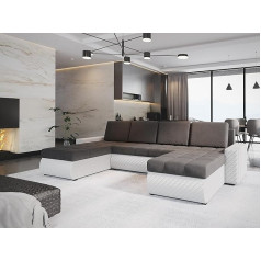 Altdecor BOL-U-BIS Corner Sofa with Sleep Function and Bed Box, Upholstered Couch in U-Shape, Backrest Padded, Ideal as a Guest Bed, 315 x 150 x 92 cm, White