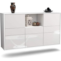 Dekati Pomona Hanging Sideboard (136 x 77 x 35 cm) Body White Matt - Front High Gloss White - Push to Open - Smooth Running Rails