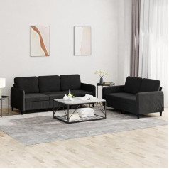 Generisch 2-TLG. Sofagarnitur Schwarz Samt,jiangboyue-3202019