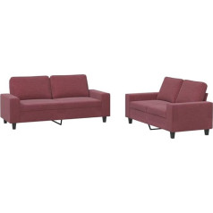 Vidaxl Sofa Set 2-Piece Armchair Couch with Cushion, Sofa Living Room Sofa with Armrests, Couch Set, Designer Sofa, Seating Furniture, Upholstered Furniture, Wine Red Fabric