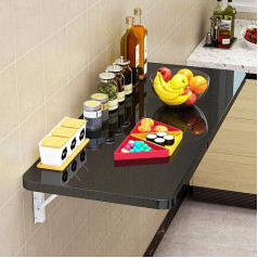 Generisch Robuster Klapptisch für kleine Räume, Küche, Waschküche, Restaurant, 50 x 40 cm, Schwarz