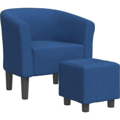 Vidaxl Club Chair, Armchair with Padded Seat, Armrests, Cocktail Chair with Footstool, Lounge Chair, Recliner Chair, Upholstered Chair, Blue Fabric