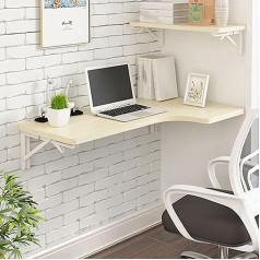 Generisch Corner Table Wall Mounted Folding L Shape Multifunctional Home Office Dining Room Desk White