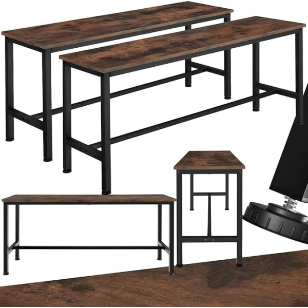 Tectake ® 2 x Bench for Dining Room Table, Industrial Furniture, Bench Dining Table, Kitchen Table, Kitchen Furniture Dining Set, Wooden Bench for Seating Area, Dining Room Bench, Wardrobe Bench
