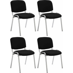 CLP Ken Fabric Visitor Chairs Chrome Metal Frame Stackable Black Set of 4