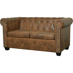 Arkem Chesterfield Sofa 2-Seater Artificial Brown Small Sofa for Teenager's Room