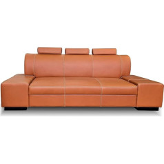 Quattro Meble Real Leather 3-Seater Sofa London Extra 3 cm Width 238 cm with Headrests Leather Sofa Real Leather Couch Large Choice of Colours
