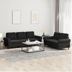 Generisch Jiangboyue-3202255 2-Piece Sofa Set with Cushions Black Velvet