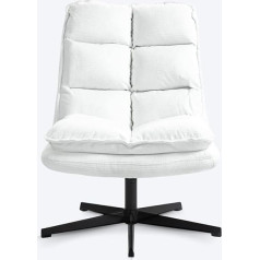 Meuble Cosy Armchair 360° Rotatable Single Sofa Foldable Lounge Chair with Armrest Design Swivel Chair Metal Legs for Living Room Bedroom White 65 x 79.5 x 85 cm
